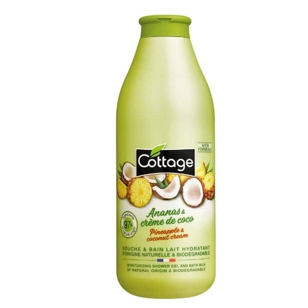 Cottage douche et bain lait hydratant ananas et creme de coco 750ml.-min